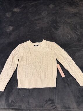 Aqua Cream Cable Knit Pullover Sweater